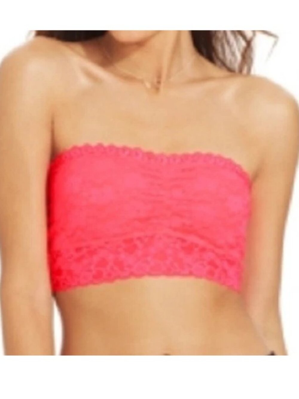 Material Girl Juniors' Lace Bandeau Top, Flashmode Pink, XL